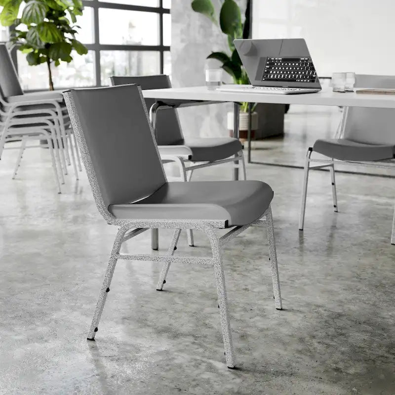 Chaise empilable polyvalente – Tissu/Vinyle, lot de 4, empilable jusqu'à 12 chaises