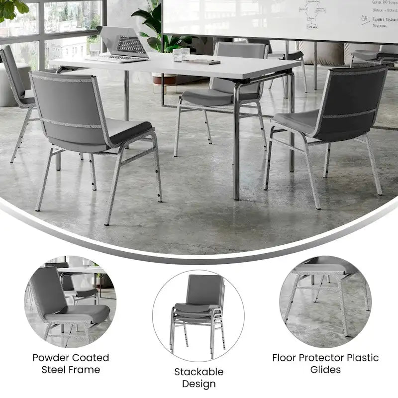 Chaise empilable polyvalente – Tissu/Vinyle, lot de 4, empilable jusqu'à 12 chaises