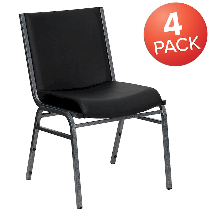 Chaise empilable polyvalente – Tissu/Vinyle, lot de 4, empilable jusqu'à 12 chaises
