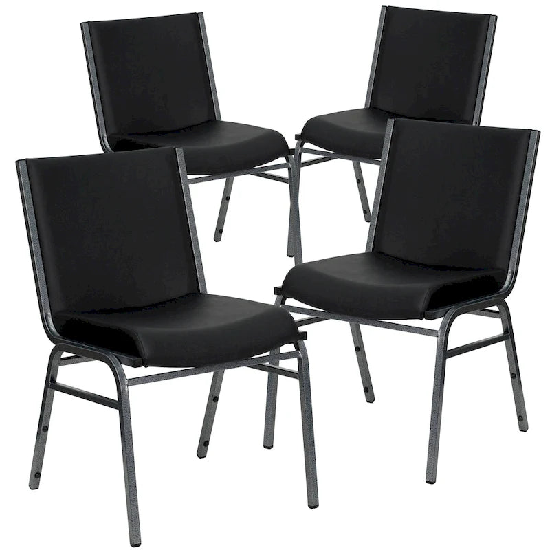Chaise empilable polyvalente – Tissu/Vinyle, lot de 4, empilable jusqu'à 12 chaises