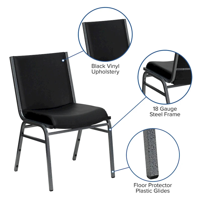 Chaise empilable polyvalente – Tissu/Vinyle, lot de 4, empilable jusqu'à 12 chaises