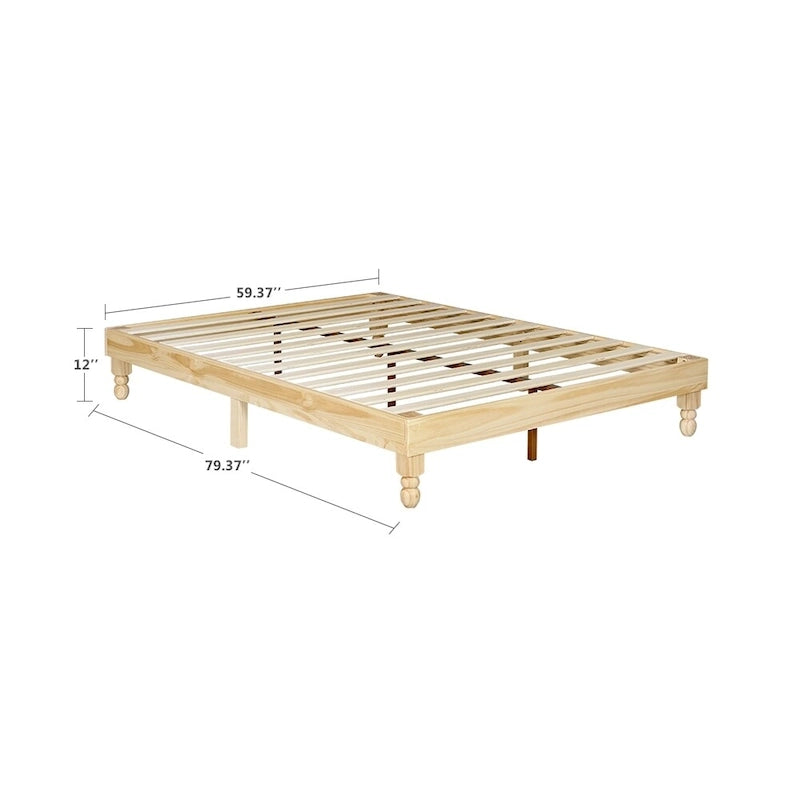 Cadre de lit plateforme en bois naturel – Lit double / Queen / King