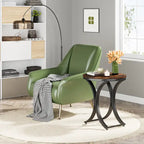 Table d'appoint ronde en forme de C, effet marbre blanc+or / marron rétro+noir, 1 personne