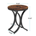 Table d'appoint ronde en forme de C, effet marbre blanc+or / marron rétro+noir, 1 personne
