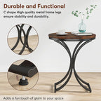 Table d'appoint ronde en forme de C, effet marbre blanc+or / marron rétro+noir, 1 personne
