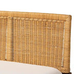 Ensemble de banquette d'angle repas 2 places en rotin marron et blanc naturel / bois d'acacia (Lot de 2)