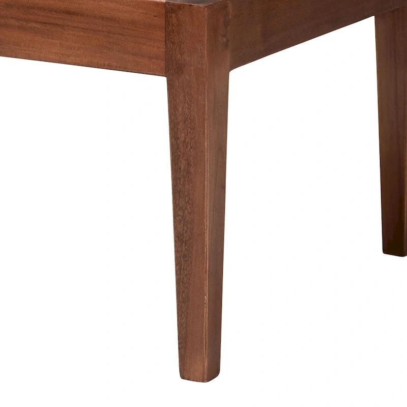 Ensemble de banquette d'angle repas 2 places en rotin marron et blanc naturel / bois d'acacia (Lot de 2)