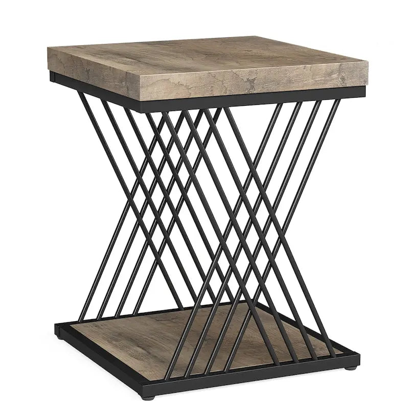 Table d'appoint carrée, style moderne du milieu du siècle, faux marbre blanc+or / gris+noir