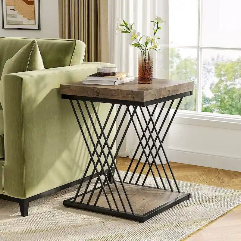 Table d'appoint carrée, style moderne du milieu du siècle, faux marbre blanc+or / gris+noir