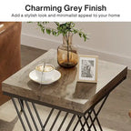 Table d'appoint carrée, style moderne du milieu du siècle, faux marbre blanc+or / gris+noir