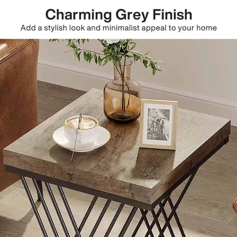 Table d'appoint carrée, style moderne du milieu du siècle, faux marbre blanc+or / gris+noir