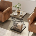 Table d'appoint carrée, style moderne du milieu du siècle, faux marbre blanc+or / gris+noir