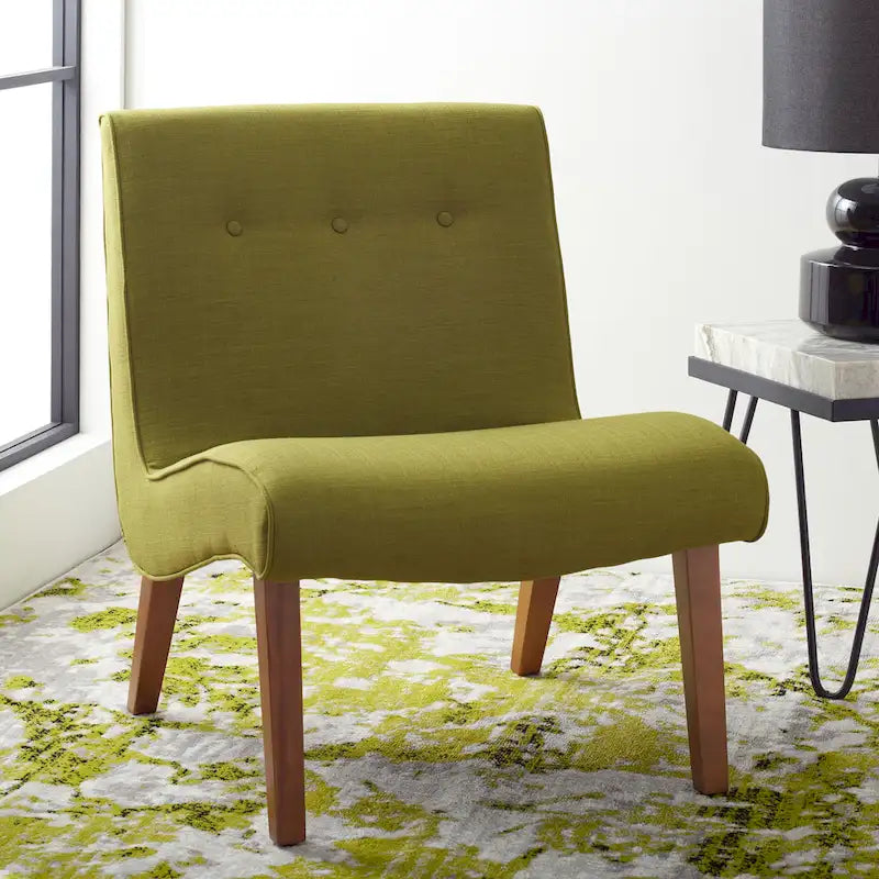Fauteuil d'appoint rembourré de style Mid-Century – Vert forêt / Noir et blanc / Pois de senteur – 1 personne