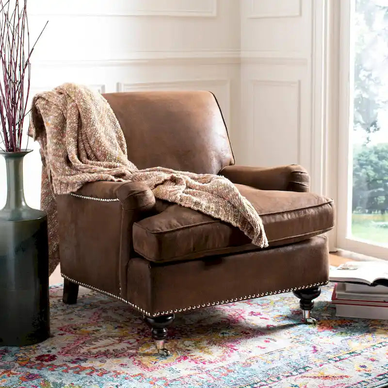 Fauteuil Club – Émeraude / Marron antique / Or antique / Noir et blanc / Rose poudré / Bleu marine / Marron | Une place