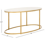 Table basse ronde avec plateau en marbre blanc et cadre en métal doré