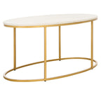 Table basse ronde avec plateau en marbre blanc et cadre en métal doré