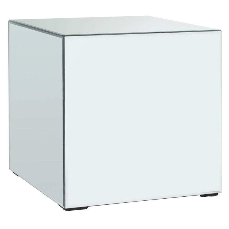 Table d'appoint miroir argenté, carrée, 1 personne