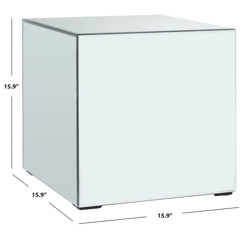 Table d'appoint miroir argenté, carrée, 1 personne