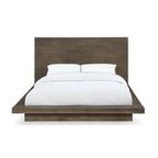 Lit plateforme Queen en pin brun - Base plinthe, 2 places