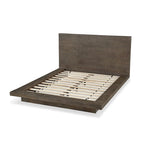 Lit plateforme Queen en pin brun - Base plinthe, 2 places