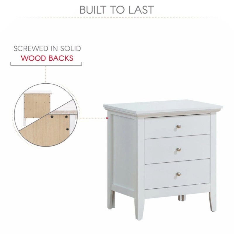 Table de chevet Glory Furniture Hammond à 3 tiroirs, blanche