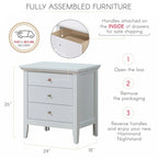 Table de chevet Glory Furniture Hammond à 3 tiroirs, blanche
