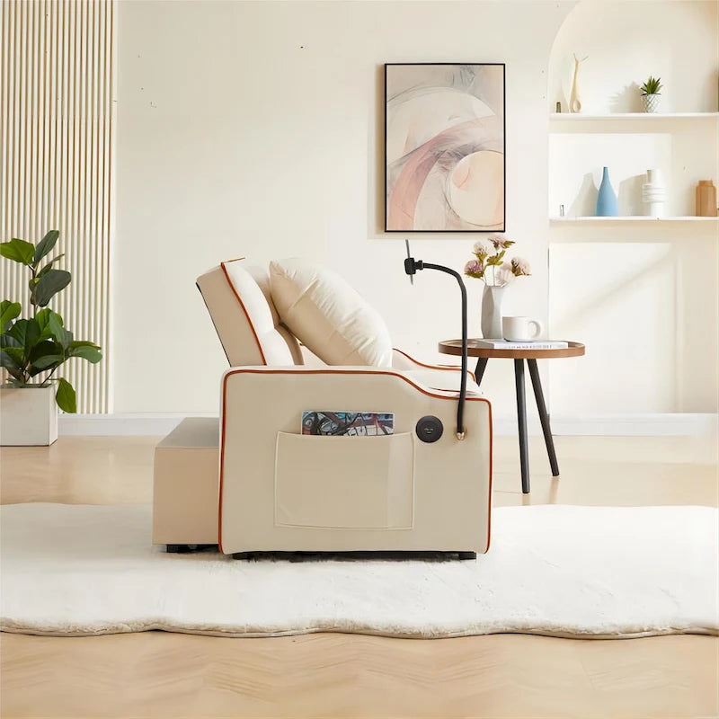 Fauteuil Convertible Lit – Gris / Beige / Noir / Rose – Simple, 3 positions réglables