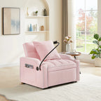 Fauteuil Convertible Lit – Gris / Beige / Noir / Rose – Simple, 3 positions réglables