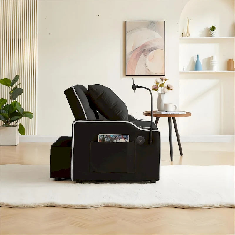 Fauteuil Convertible Lit – Gris / Beige / Noir / Rose – Simple, 3 positions réglables