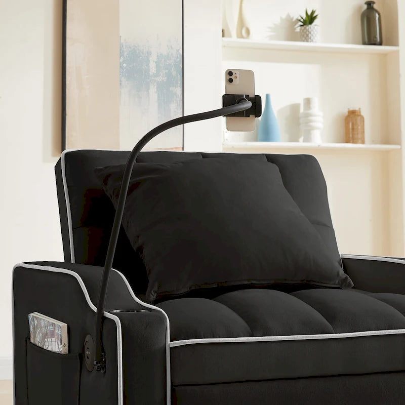 Fauteuil Convertible Lit – Gris / Beige / Noir / Rose – Simple, 3 positions réglables
