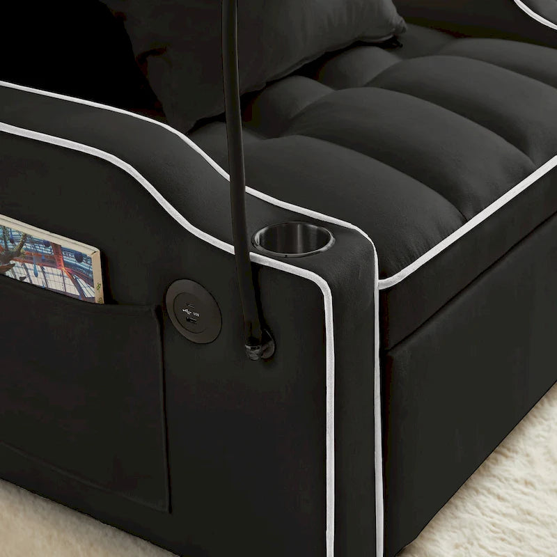 Fauteuil Convertible Lit – Gris / Beige / Noir / Rose – Simple, 3 positions réglables