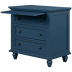Table de chevet 3 tiroirs — Bleu / Marron / Noir / Blanc, Pin massif et MDF, Assemblage par 1 personne
