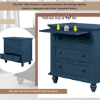 Table de chevet 3 tiroirs — Bleu / Marron / Noir / Blanc, Pin massif et MDF, Assemblage par 1 personne