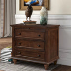 Table de chevet 3 tiroirs — Bleu / Marron / Noir / Blanc, Pin massif et MDF, Assemblage par 1 personne