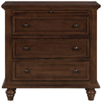 Table de chevet 3 tiroirs — Bleu / Marron / Noir / Blanc, Pin massif et MDF, Assemblage par 1 personne