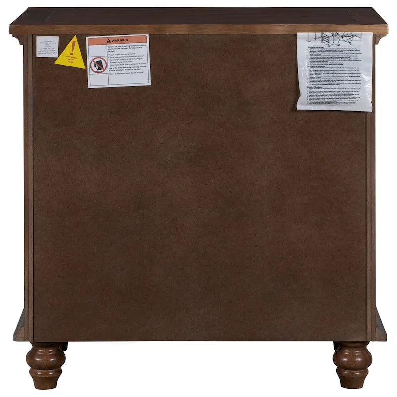 Table de chevet 3 tiroirs — Bleu / Marron / Noir / Blanc, Pin massif et MDF, Assemblage par 1 personne