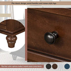 Table de chevet 3 tiroirs — Bleu / Marron / Noir / Blanc, Pin massif et MDF, Assemblage par 1 personne