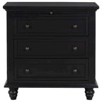 Table de chevet 3 tiroirs — Bleu / Marron / Noir / Blanc, Pin massif et MDF, Assemblage par 1 personne