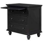 Table de chevet 3 tiroirs — Bleu / Marron / Noir / Blanc, Pin massif et MDF, Assemblage par 1 personne