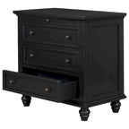Table de chevet 3 tiroirs — Bleu / Marron / Noir / Blanc, Pin massif et MDF, Assemblage par 1 personne