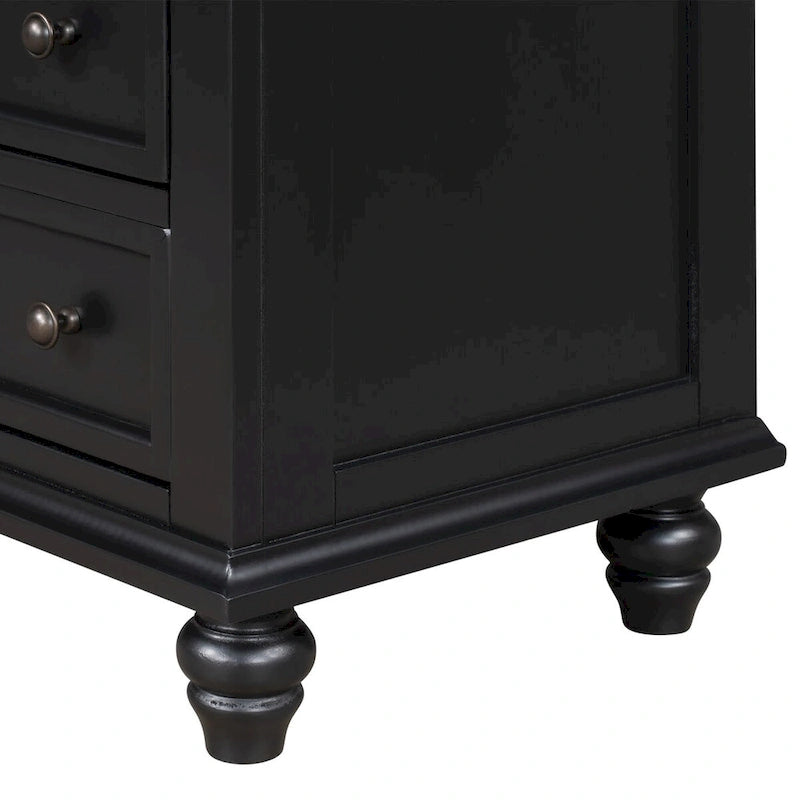 Table de chevet 3 tiroirs — Bleu / Marron / Noir / Blanc, Pin massif et MDF, Assemblage par 1 personne