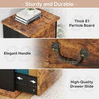 Classeur vertical à 4 tiroirs en bois Noyer / Noir marron / Gris pour bureau individuel