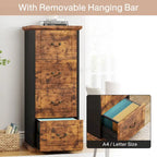 Classeur vertical à 4 tiroirs en bois Noyer / Noir marron / Gris pour bureau individuel