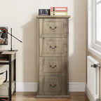 Classeur vertical à 4 tiroirs en bois Noyer / Noir marron / Gris pour bureau individuel