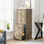 Classeur vertical à 4 tiroirs en bois Noyer / Noir marron / Gris pour bureau individuel