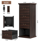 Classeur vertical à 4 tiroirs en bois Noyer / Noir marron / Gris pour bureau individuel
