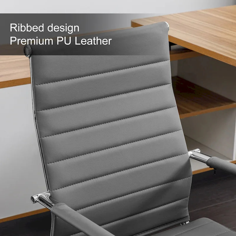 Chaise pivotante ergonomique en cuir PU côtelé marron/bleu/blanc/noir/gris, siège individuel