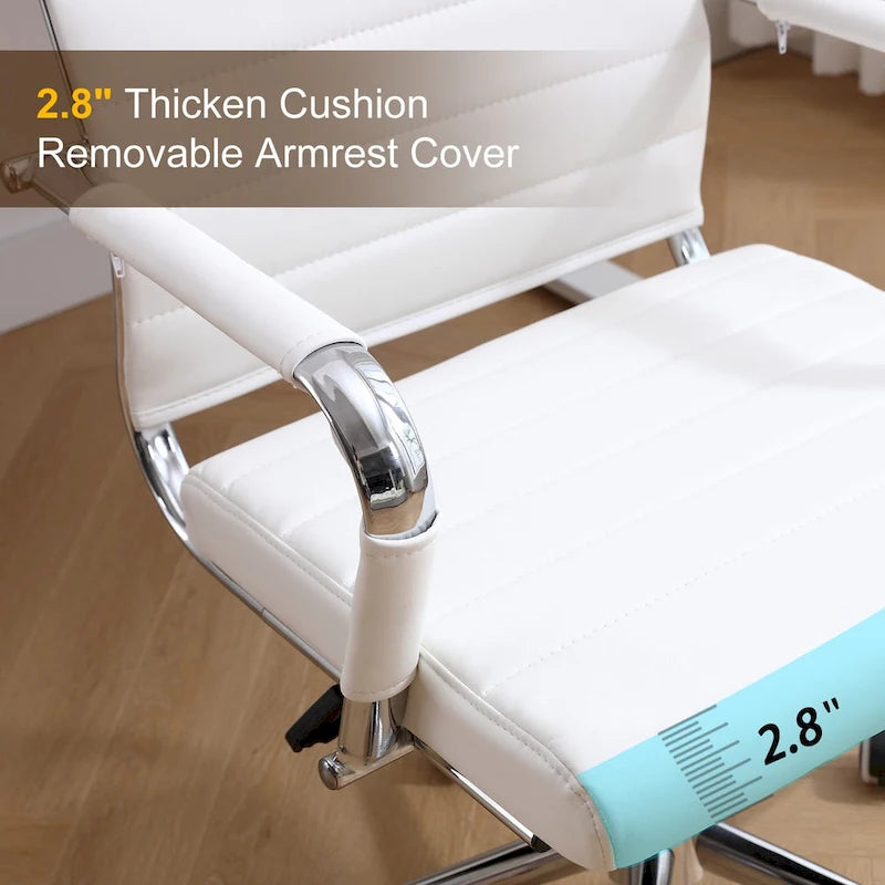 Chaise pivotante ergonomique en cuir PU côtelé marron/bleu/blanc/noir/gris, siège individuel