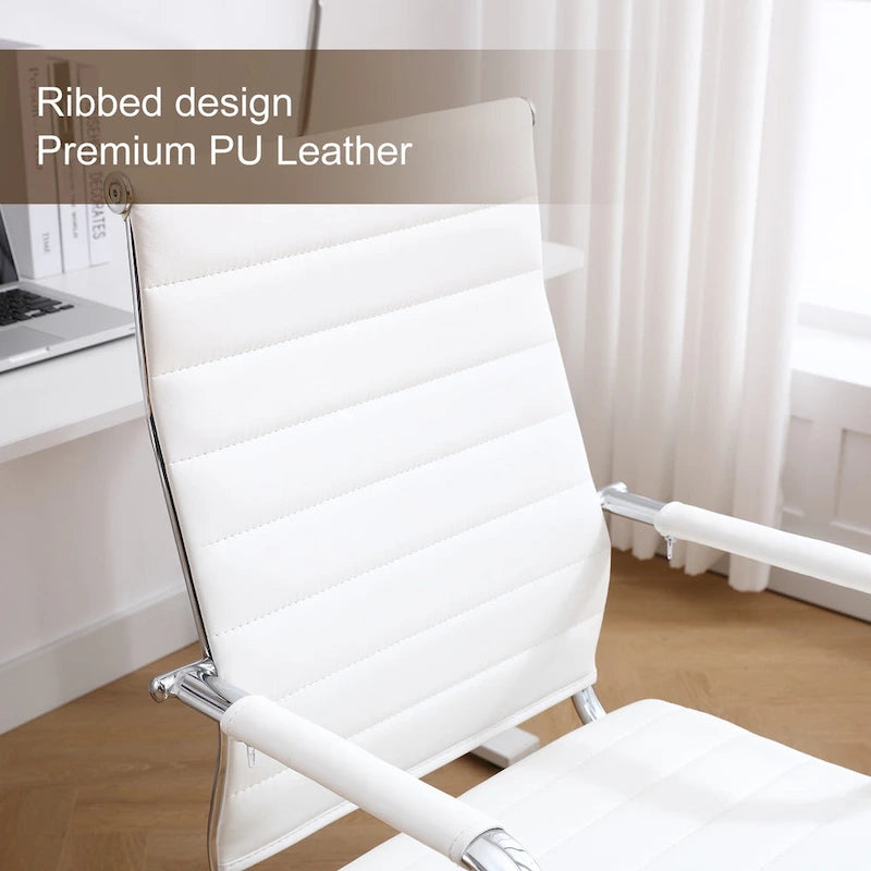 Chaise pivotante ergonomique en cuir PU côtelé marron/bleu/blanc/noir/gris, siège individuel