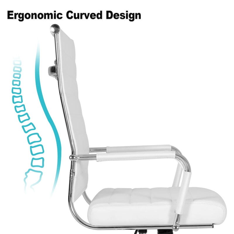 Chaise pivotante ergonomique en cuir PU côtelé marron/bleu/blanc/noir/gris, siège individuel